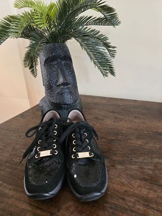 Sneakers Liu Jo nere con paillettes e dettagli oro