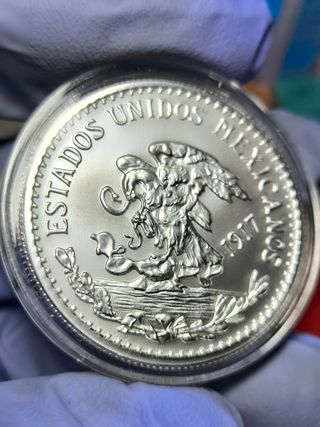 Moneda 1 Onza Plata 20 Pesos México.