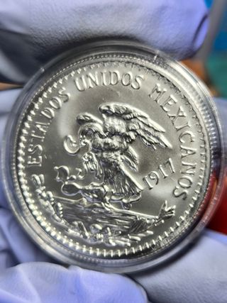 Moneda 1 Onza Plata 20 Pesos México.