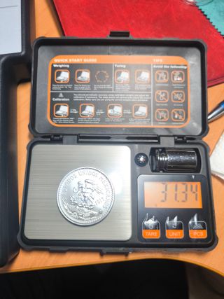 Moneda 1 Onza Plata 20 Pesos México.