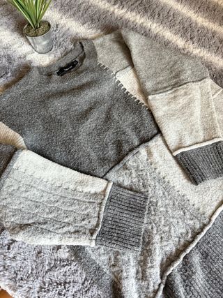 Jersey Zara gris patchwork