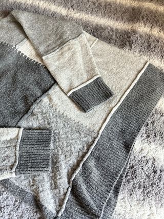 Jersey Zara gris patchwork