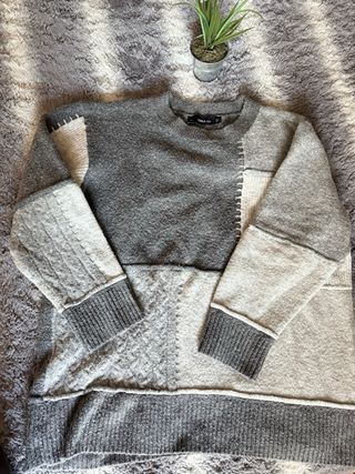 Jersey Zara gris patchwork