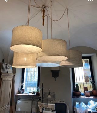 Lampada in lino fatta a mano