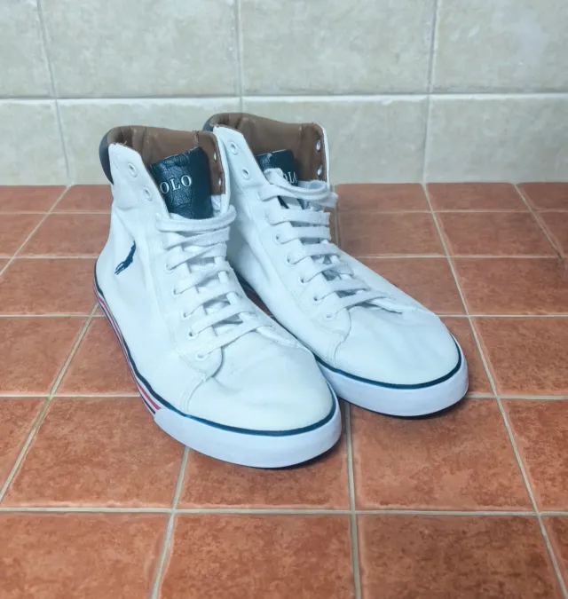 Zapatillas Ralph Lauren altas lona blanca