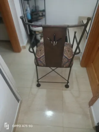 4 poltrone medievali in metallo e ferro battuto