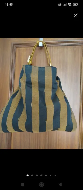 Borsa Fendi a righe marroni e nere