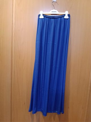 Falda larga azul Zara