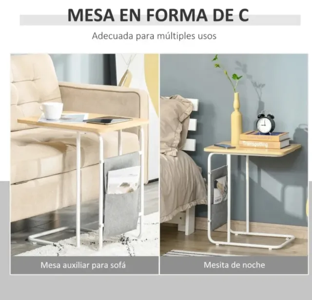 Mesa auxiliar moderna madera y metal