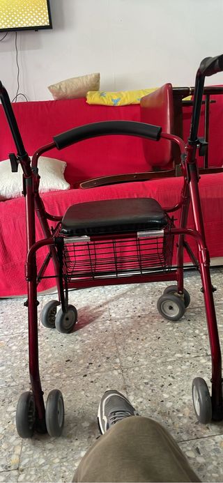 Andador con asiento y cesta