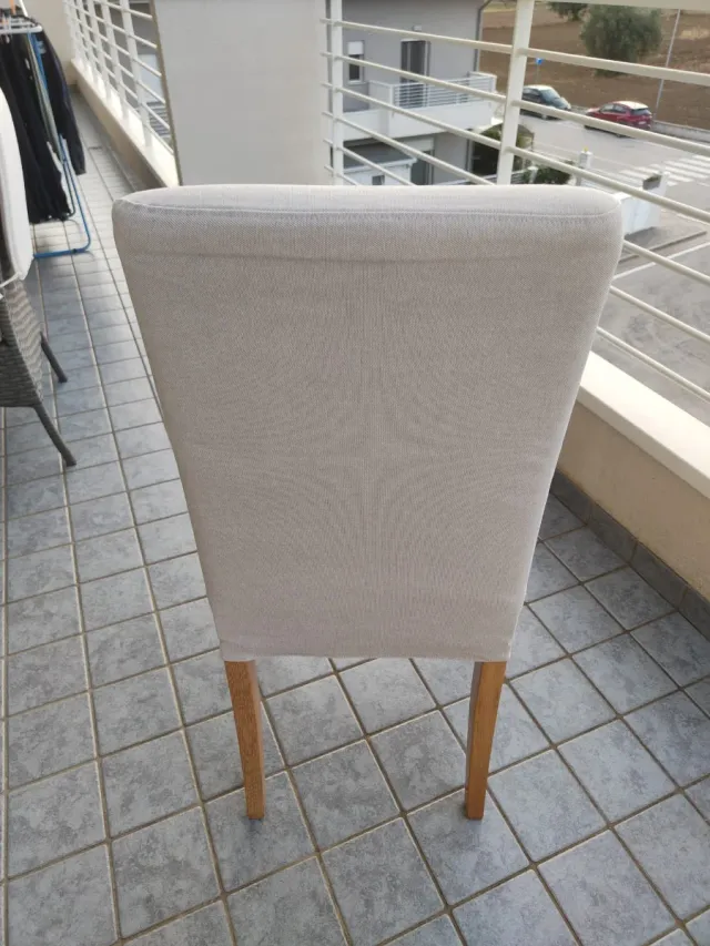 Set 4 Sedie Soggiorno Tessuto Legno Beige Grigio