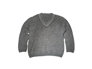 Maglione Vintage Anni '80 Grigio V-Neck XL