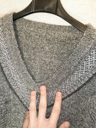 Maglione Vintage Anni '80 Grigio V-Neck XL