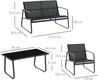 Set Tavolino con Panchina e 2 Sedie da Giardino, A