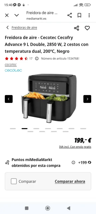 Cecotec Cecofry Advance 9L Doble Freidora