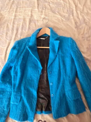 Chaqueta de Mohair Mujer azul intenso.