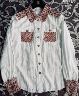 Blusa Chanel Blanca Transparente