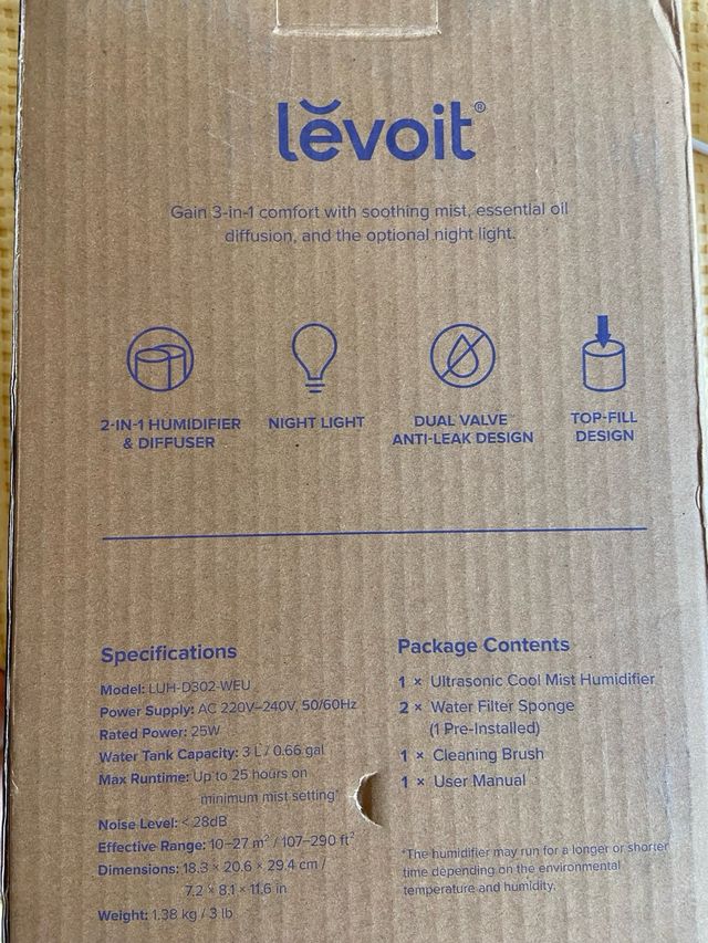 Humidificador Levoit Dual 150 Blanco Nuevo