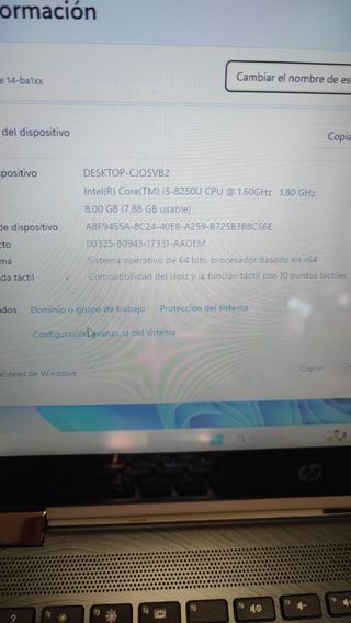 Portátil HP Táctil i5 SSD Plata