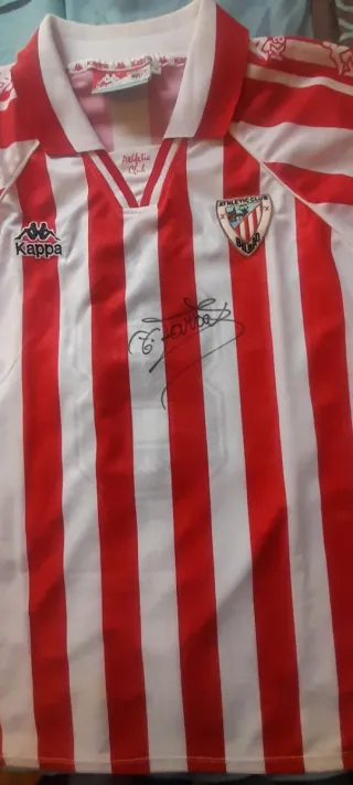 CAMISETA FIRMADA.TELMO ZARRA.UNA LEYENDA.ATHLETIC.
