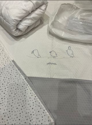 Conjunto cuna funda nórdica, relleno y protector