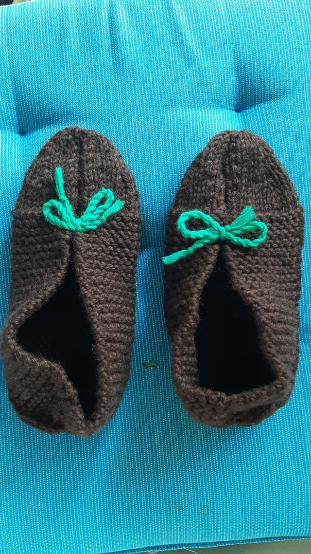 Coppia di babucce lana fatte a mano  