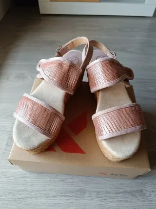 Sandalias Kylie Plataforma Doradas Rosadas