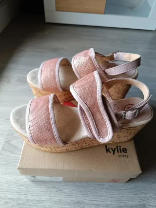 Sandalias Kylie Plataforma Doradas Rosadas
