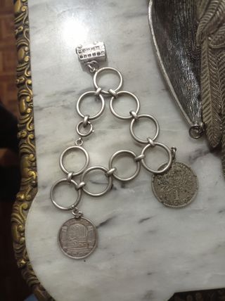Pulsera de monedas plata