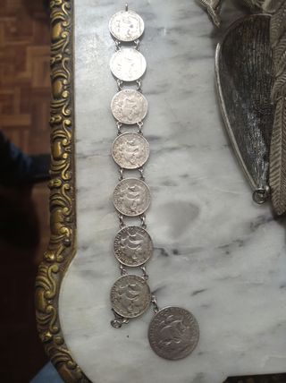 Pulsera de monedas plata