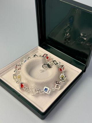 Pulsera Plata Circonitas Cúbicas Multicolor