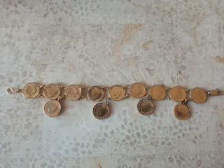 Pulsera Vintage Monedas Doradas