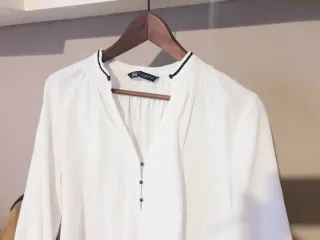 Blusa Zara Blanca Manga Larga