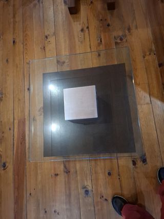 Mesa de centro cristal y madera