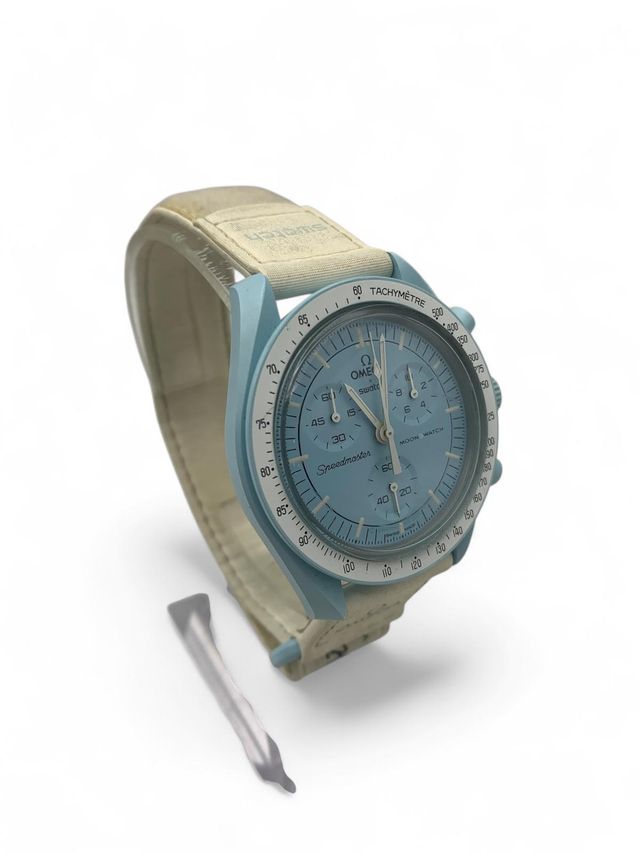 OROLOGIO DA POLSO DA UOMO SWATCH OMEGA MISSION TO URANUS + SCATOLA
