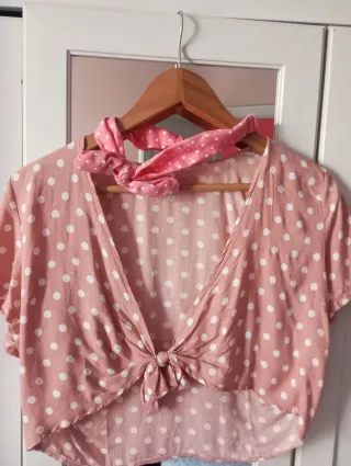 Top rosa lunares con diadema