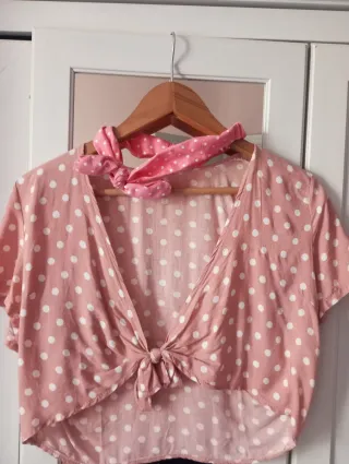 Top rosa lunares con diadema