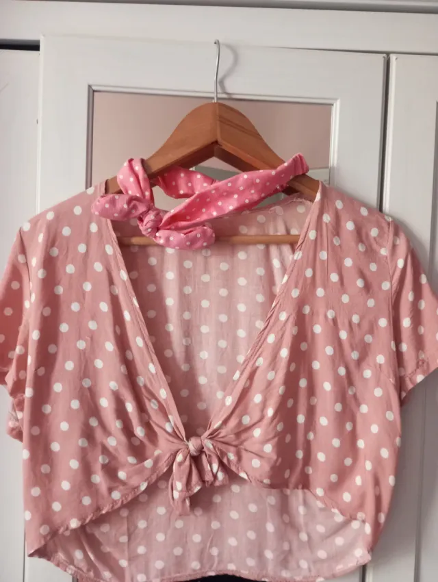 Top rosa lunares con diadema