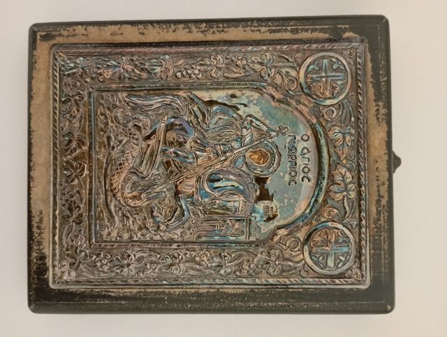 Icono bizantino plata de ley San Jorge