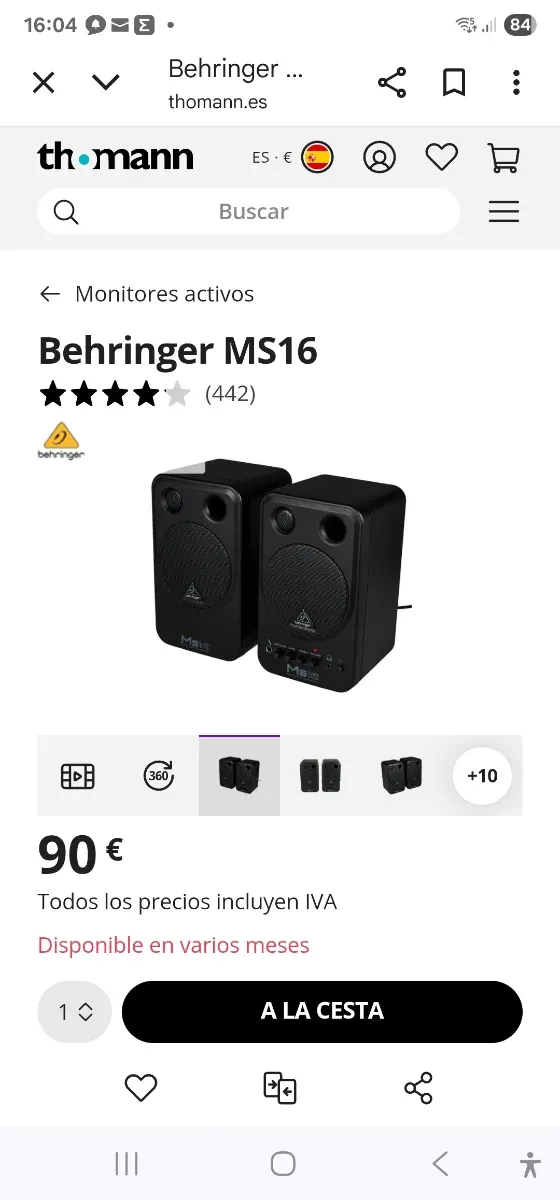 Altavoces Behringer MS16 Monitor