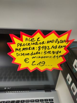 Acer Ryzen 3 8GB RAM 512GB SSD