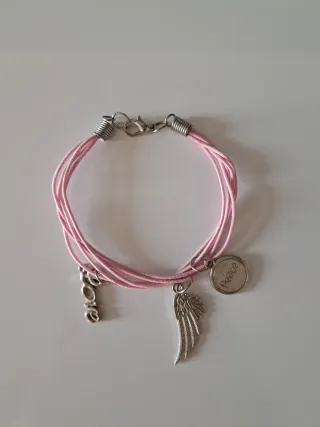 Braccialetto cordino rosa charms argento