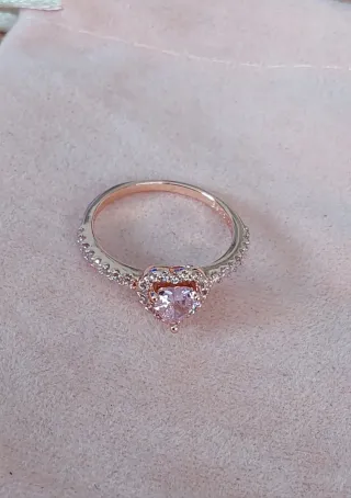 Anillo Corazón Plata color Oro Rosa
