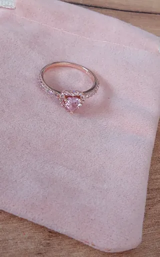Anillo Corazón Plata color Oro Rosa