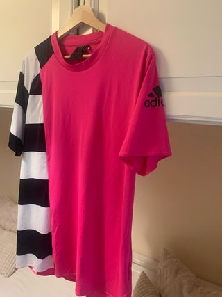 Camiseta Adidas Deportiva Rosa y Negra Preciosa