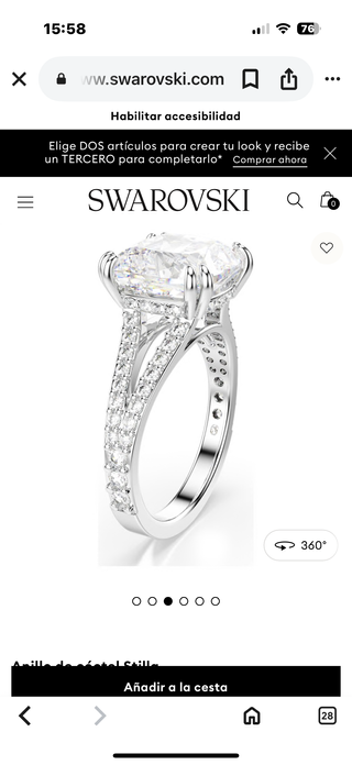 Anillo Swarovski Mujer Plata
Modelo 5709901
