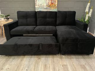 Sofá Cama Chaise Longue Negro