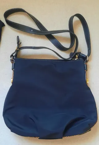 Borbonese borsa tessuto e pelle blu oro