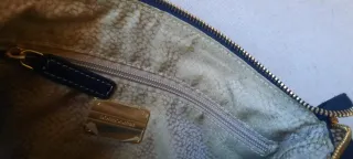 Borbonese borsa tessuto e pelle blu oro