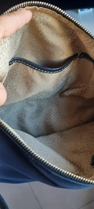 Borbonese borsa tessuto e pelle blu oro